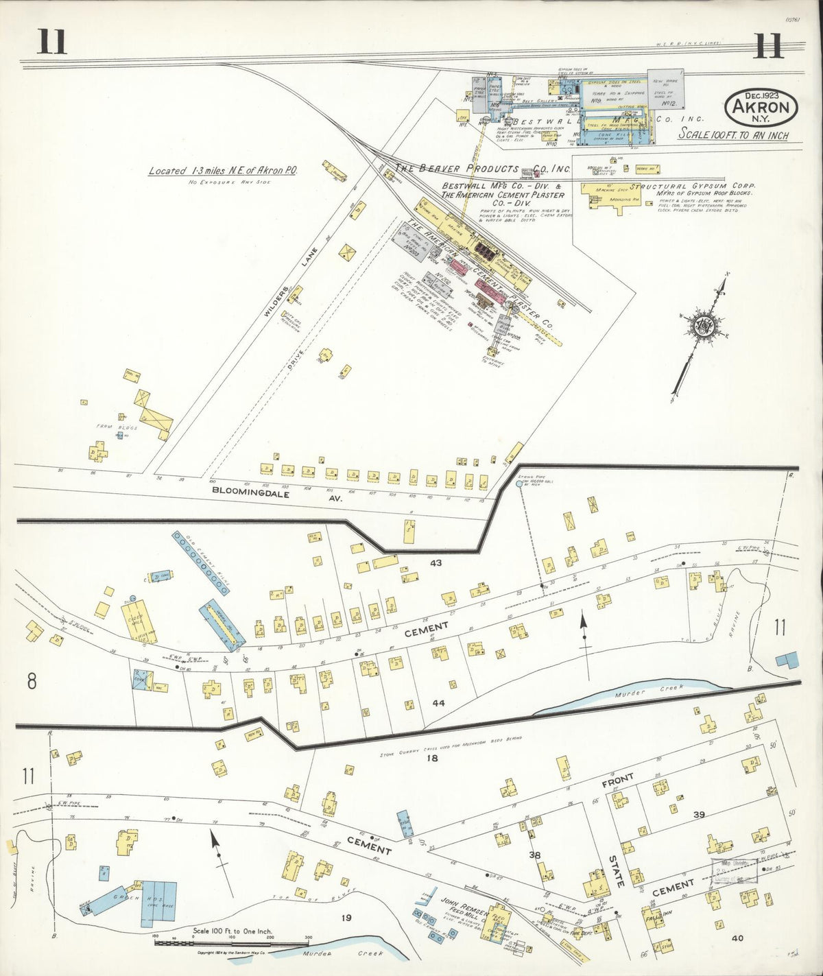 Sanborn Fire Insurance Map from Akron, Erie County, New York (1923), Sheet #0011 - Complete Map Set gallery image, historic Sanborn map, vintage wall art, New York New York