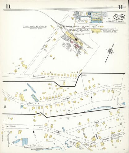 Sanborn Fire Insurance Map from Akron, Erie County, New York (1923), Sheet #0011 - Complete Map Set gallery image, historic Sanborn map, vintage wall art, New York New York