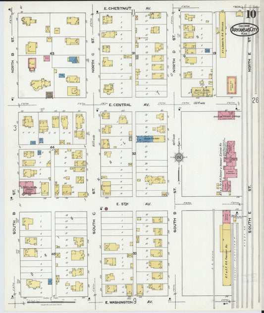 Sanborn Fire Insurance Map from Arkansas City, Cowley County, Kansas (1920), Sheet #0010 - Historic Sanborn Fire Insurance Map Print, vintage old map wall art, antique decor, genealogy gift, Kansas Kansas map