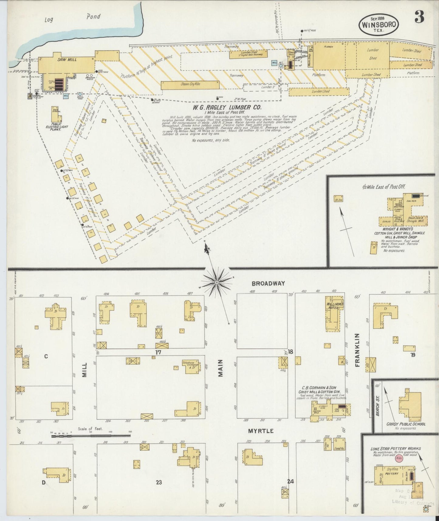 Sanborn Fire Insurance Map from Winnsboro, Wood County, Texas (1899), Sheet #0003 - Historic Sanborn Fire Insurance Map Print, vintage old map wall art, antique decor, genealogy gift, Texas Texas map