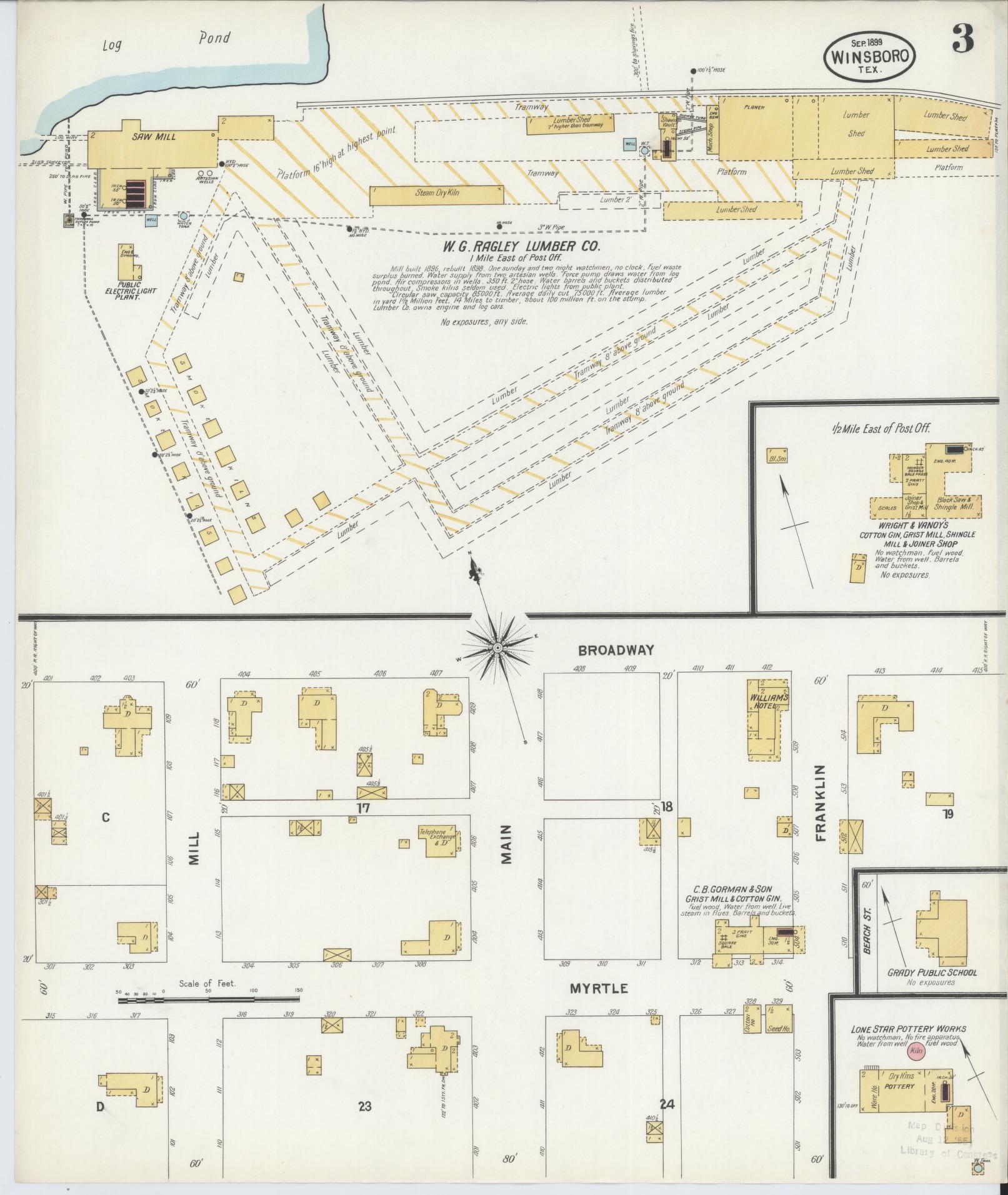 Sanborn Fire Insurance Map from Winnsboro, Wood County, Texas (1899), Sheet #0003 - Historic Sanborn Fire Insurance Map Print, vintage old map wall art, antique decor, genealogy gift, Texas Texas map