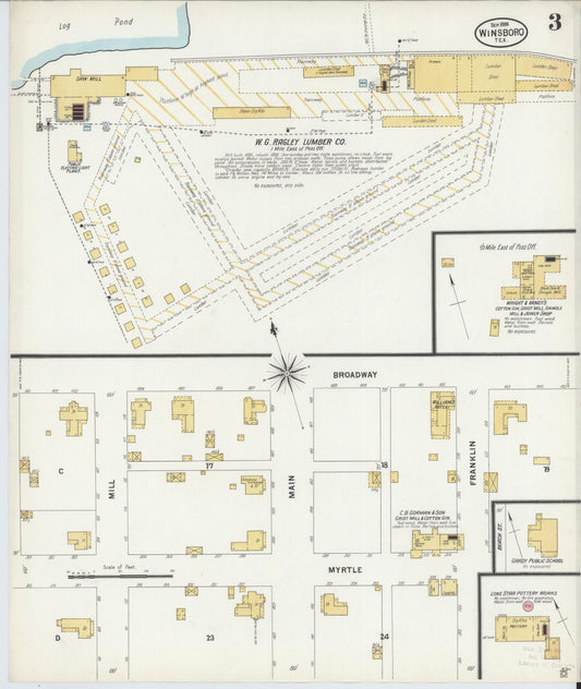 Sanborn Fire Insurance Map from Winnsboro, Wood County, Texas (1899), Sheet #0003 - Historic Sanborn Fire Insurance Map Print, vintage old map wall art, antique decor, genealogy gift, Texas Texas map