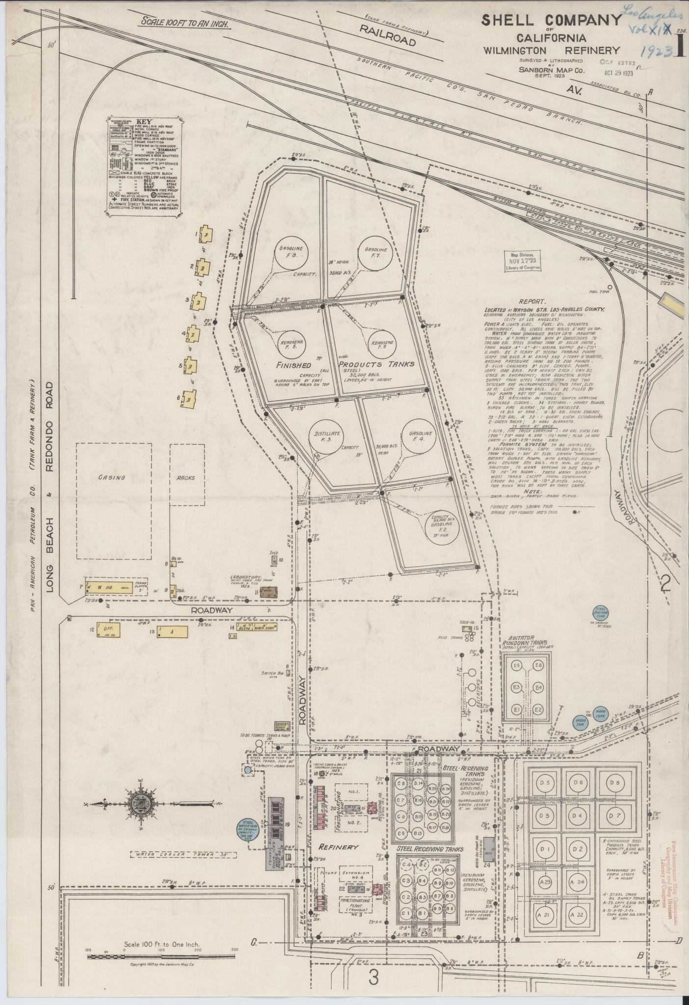Sanborn Fire Insurance Map from Los Angeles Co., Los Angeles County, California (1923), Sheet #0001 - Historic Sanborn Fire Insurance Map Print, vintage old map wall art, antique decor, genealogy gift, California California map