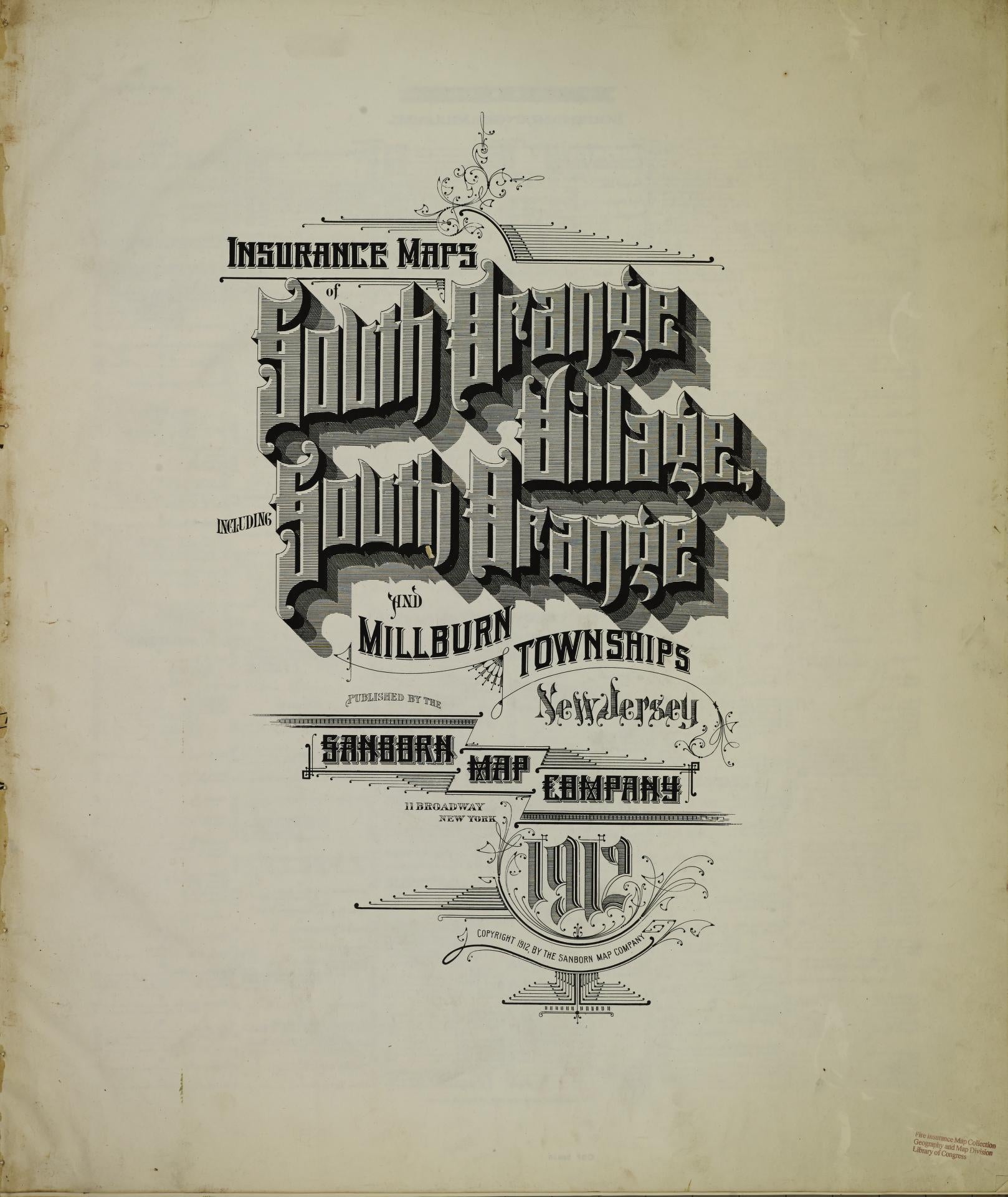Sanborn Fire Insurance Map from South Orange Village, Essex County, New Jersey. (1912) – Historic Sanborn Fire Insurance Map Print