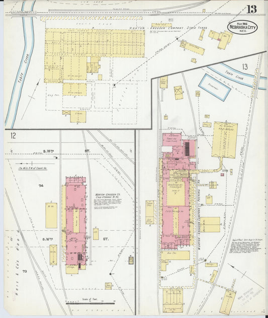 Sanborn Fire Insurance Map from Nebraska City, Otoe County, Nebraska (1906), Sheet #0013 - Historic Sanborn Fire Insurance Map Print, vintage old map wall art, antique decor, genealogy gift, Nebraska Nebraska map