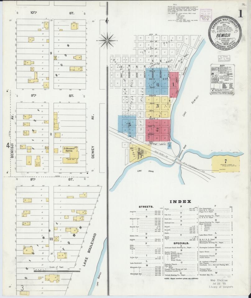 Sanborn Fire Insurance Map from Bemidji, Beltrami County, Minnesota. (1904) – Map View
