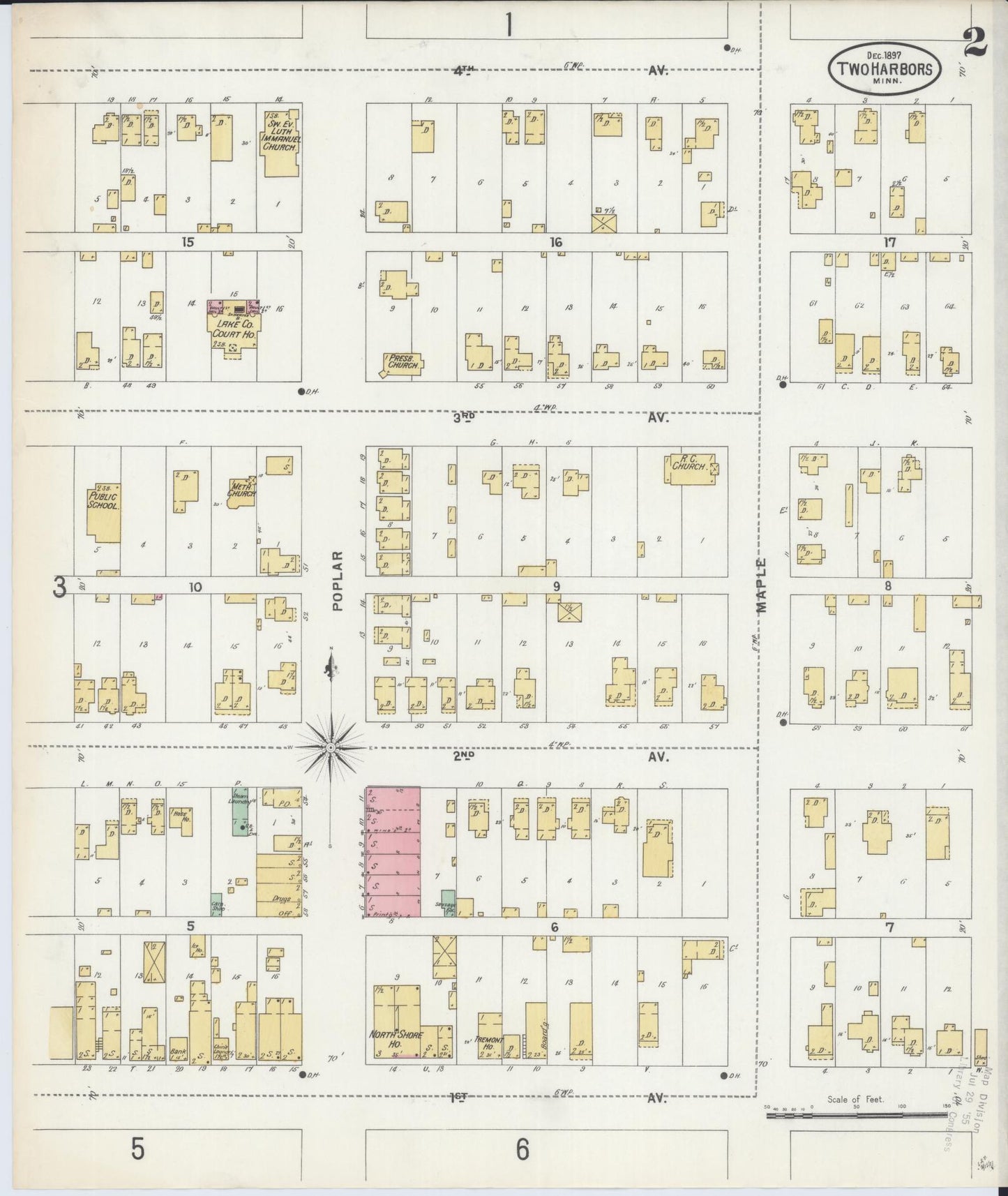 Sanborn Fire Insurance Map from Two Harbors, Lake County, Minnesota (1897), Sheet #0002 - Complete Map Set gallery image, historic Sanborn map, vintage wall art, Minnesota Minnesota