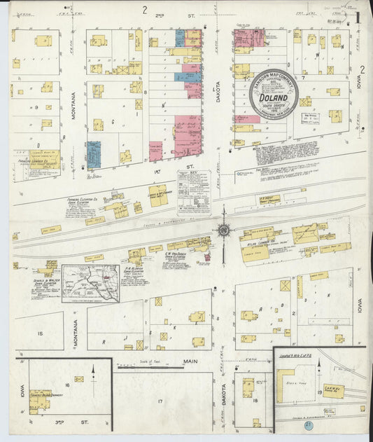 Sanborn Fire Insurance Map from Doland, Spink County, South Dakota (1916), Sheet #0001 - Complete Map Set gallery image, historic Sanborn map, vintage wall art, South Dakota South Dakota