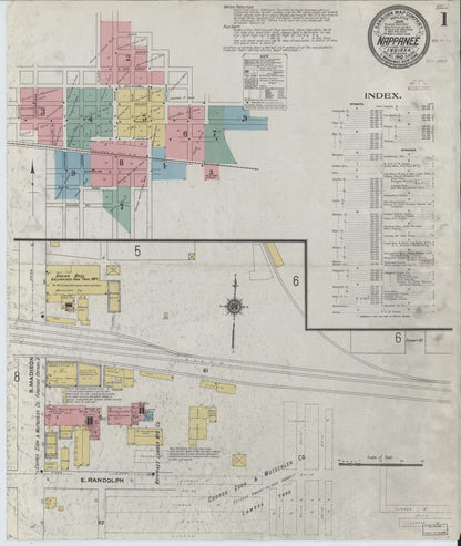 Sanborn Fire Insurance Map from Nappanee, Elkhart County, Indiana (1910), Sheet #0001 - Historic Sanborn Fire Insurance Map Print, vintage old map wall art, antique decor, genealogy gift, Indiana Indiana map
