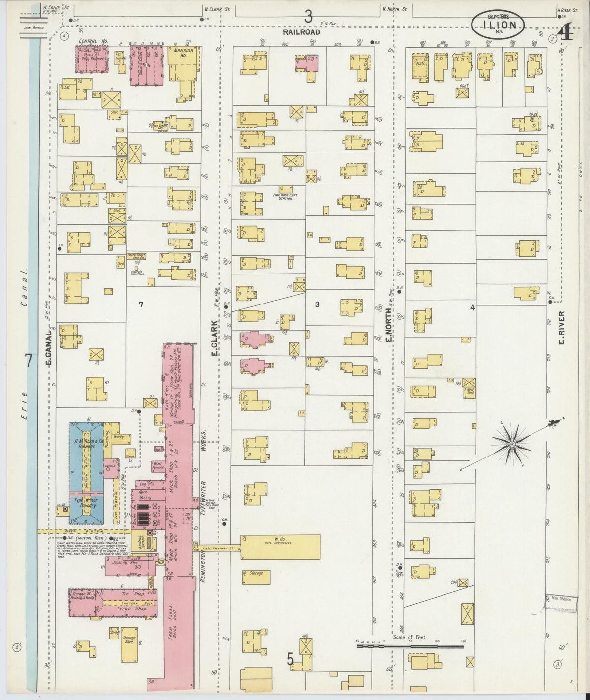 Sanborn Fire Insurance Map from Ilion, Herkimer County, New York (1902), Sheet #0004 - Complete Map Set gallery image, historic Sanborn map, vintage wall art, New York New York