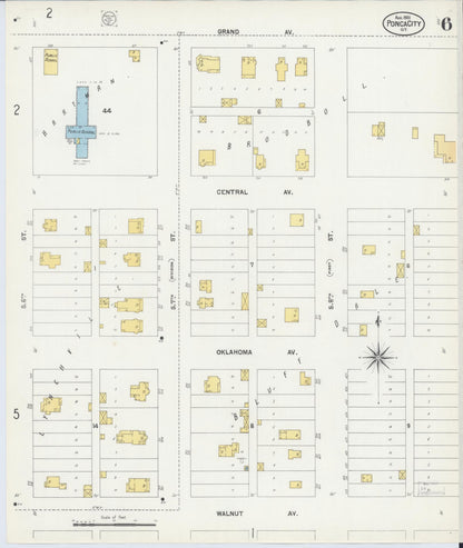 Sanborn Fire Insurance Map from Ponca City, Kay County, Oklahoma (1901), Sheet #0006 - Complete Map Set gallery image, historic Sanborn map, vintage wall art, Oklahoma Oklahoma
