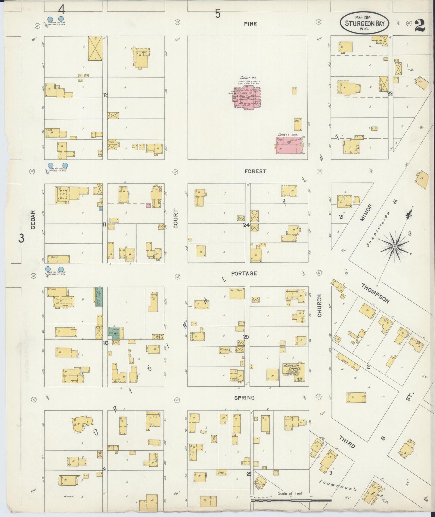 Sanborn Fire Insurance Map from Sturgeon Bay, Door County, Wisconsin (1904), Sheet #0002 - Complete Map Set gallery image, historic Sanborn map, vintage wall art, Wisconsin Wisconsin