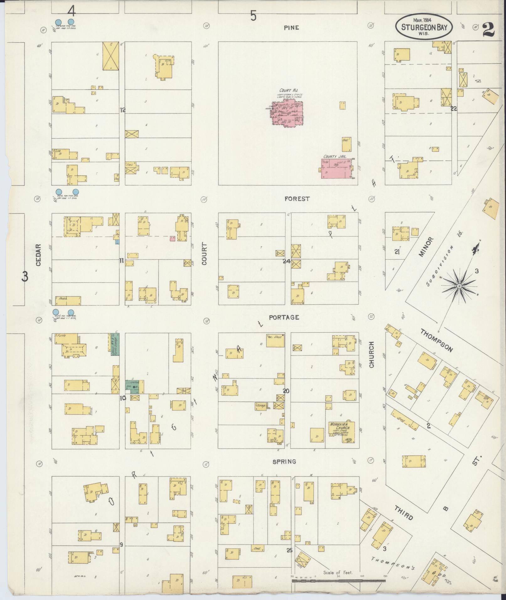 Sanborn Fire Insurance Map from Sturgeon Bay, Door County, Wisconsin (1904), Sheet #0002 - Complete Map Set gallery image, historic Sanborn map, vintage wall art, Wisconsin Wisconsin