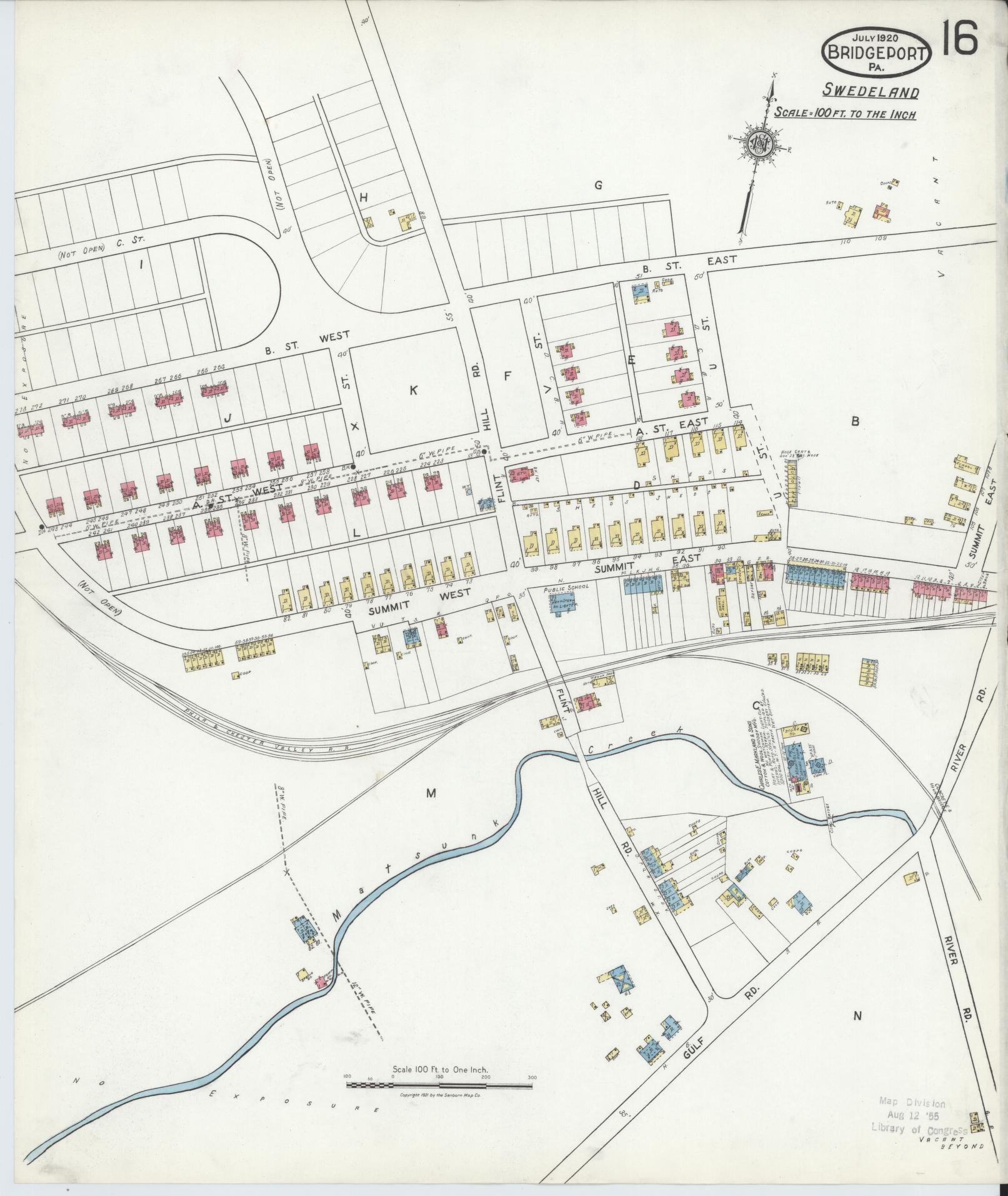 Sanborn Fire Insurance Map from Bridgeport, Montgomery County, Pennsylvania (1920), Sheet #0016 - Complete Map Set gallery image, historic Sanborn map, vintage wall art, Pennsylvania Pennsylvania