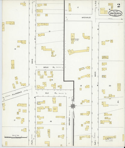 Sanborn Fire Insurance Map from Van Buren, Aroostook County, Maine (1917), Sheet #0002 - Complete Map Set gallery image, historic Sanborn map, vintage wall art, Maine Maine