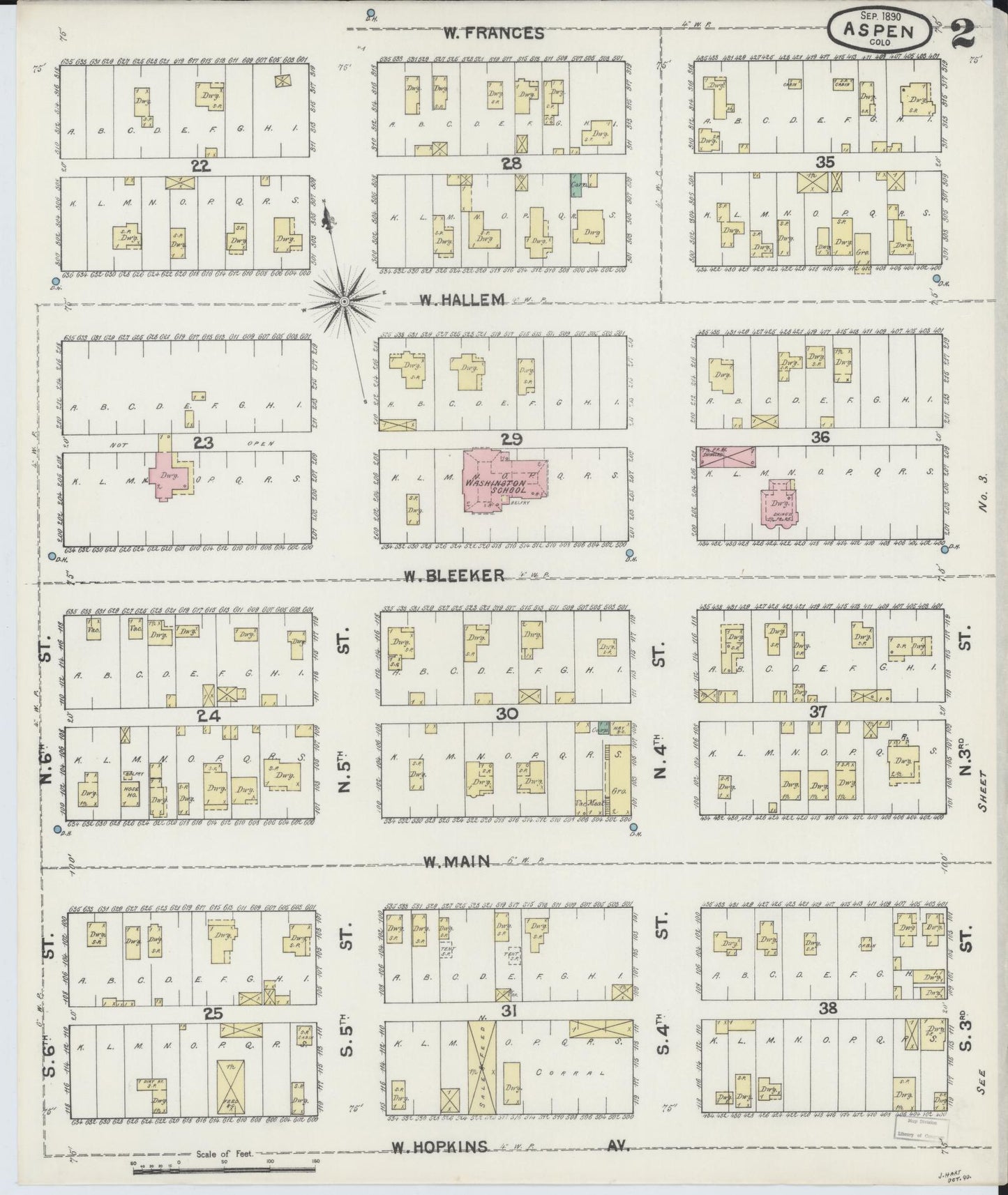 Sanborn Fire Insurance Map from Aspen, Pitkin County, Colorado (1890), Sheet #0002 - Complete Map Set gallery image, historic Sanborn map, vintage wall art, Colorado Colorado
