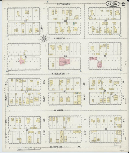 Sanborn Fire Insurance Map from Aspen, Pitkin County, Colorado (1890), Sheet #0002 - Complete Map Set gallery image, historic Sanborn map, vintage wall art, Colorado Colorado