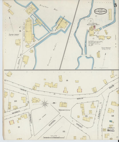 Sanborn Fire Insurance Map from Hingham, Plymouth County, Massachusetts (1893), Sheet #0005 - Complete Map Set gallery image, historic Sanborn map, vintage wall art, Massachusetts Massachusetts