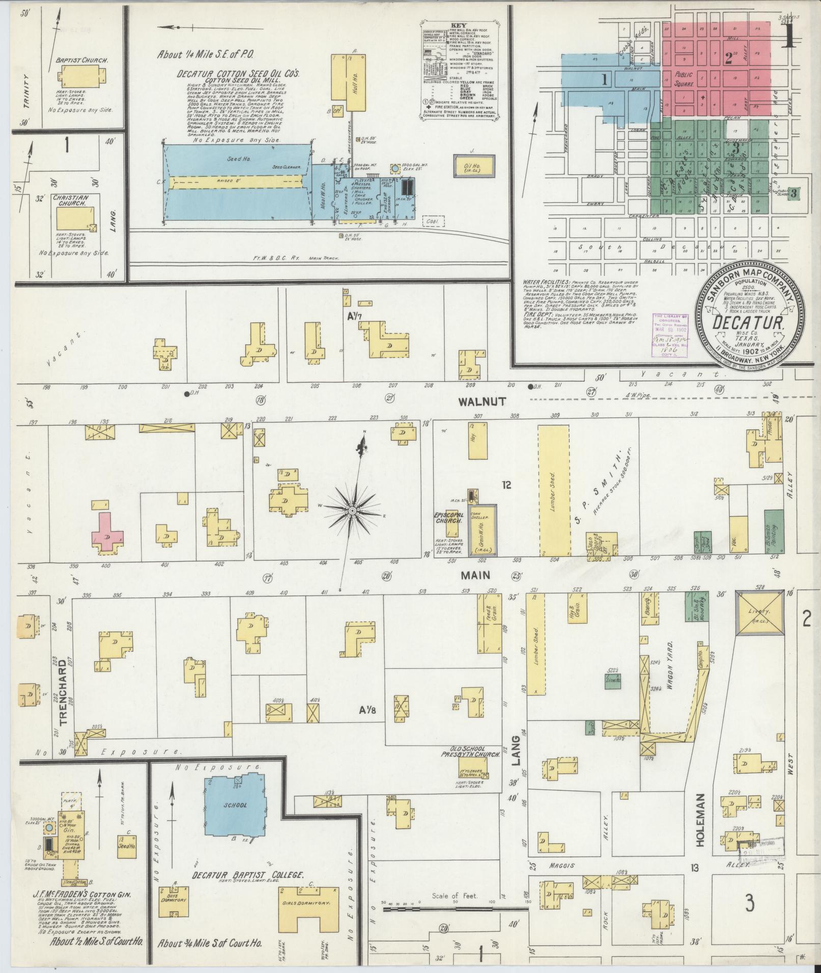 Sanborn Fire Insurance Map from Decatur, Wise County, Texas. (1902) – Historic Sanborn Fire Insurance Map Print