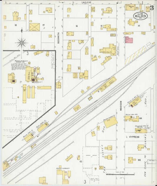 Sanborn Fire Insurance Map from Malden, Dunklin County, Missouri (1900), Sheet #0003 - Historic Sanborn Fire Insurance Map Print, vintage old map wall art, antique decor, genealogy gift, Missouri Missouri map