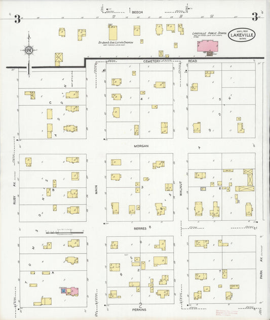 Sanborn Fire Insurance Map from Lakeville, Dakota County, Minnesota (1930), Sheet #0003 - Historic Sanborn Fire Insurance Map Print, vintage old map wall art, antique decor, genealogy gift, Minnesota Minnesota map