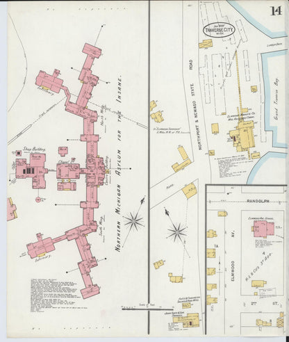 Sanborn Fire Insurance Map from Traverse City, Grand Traverse County, Michigan (1899), Sheet #0014 - Complete Map Set gallery image, historic Sanborn map, vintage wall art, Michigan Michigan
