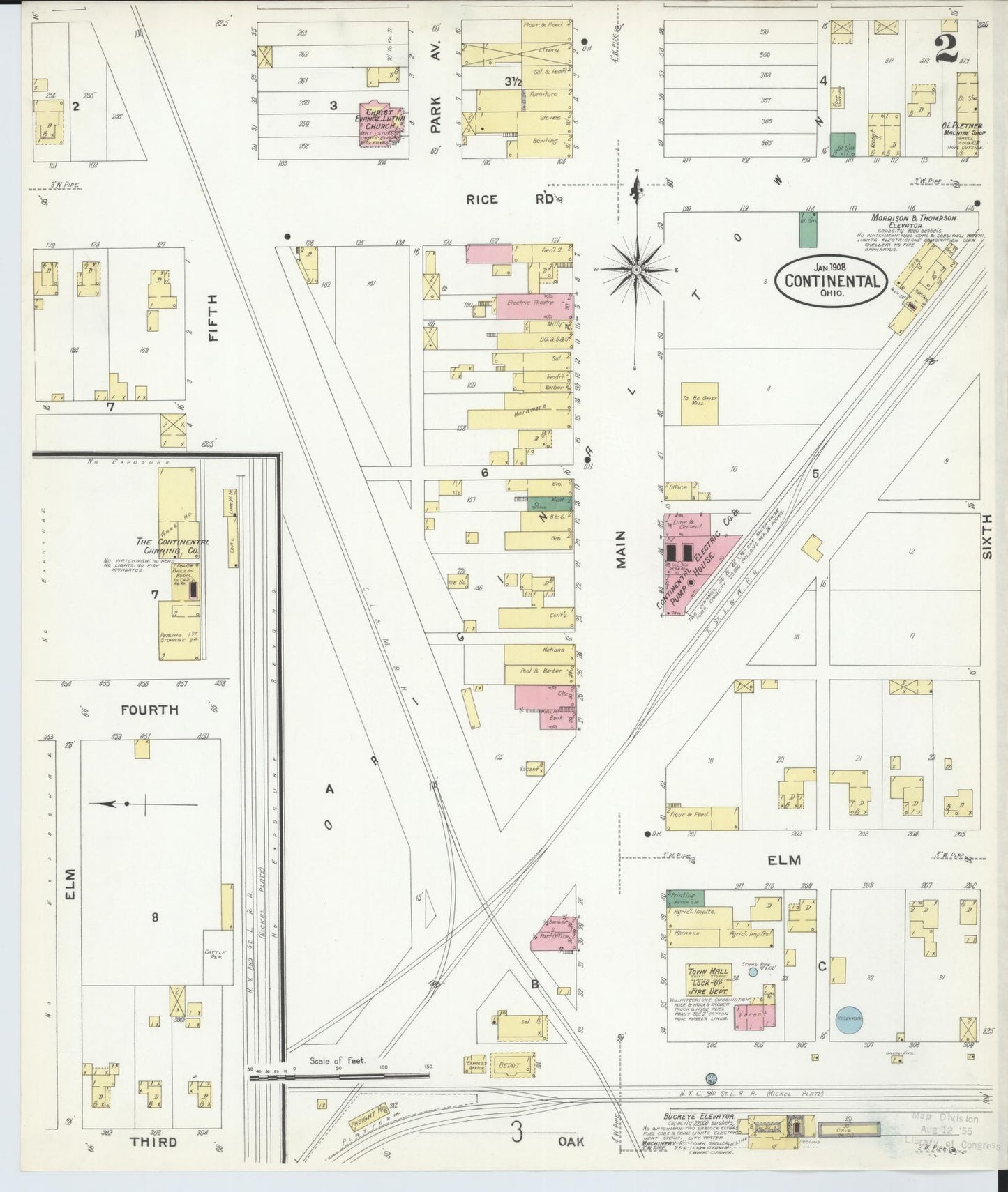 Sanborn Fire Insurance Map from Continental, Putnam County, Ohio (1908), Sheet #0002 - Historic Sanborn Fire Insurance Map Print, vintage old map wall art, antique decor, genealogy gift, Ohio Ohio map