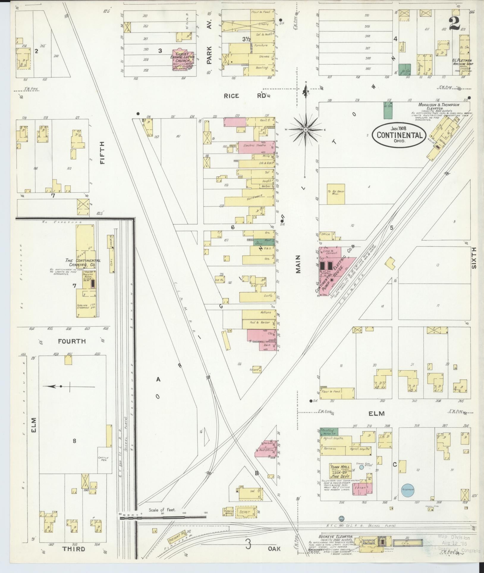 Sanborn Fire Insurance Map from Continental, Putnam County, Ohio (1908), Sheet #0002 - Historic Sanborn Fire Insurance Map Print, vintage old map wall art, antique decor, genealogy gift, Ohio Ohio map