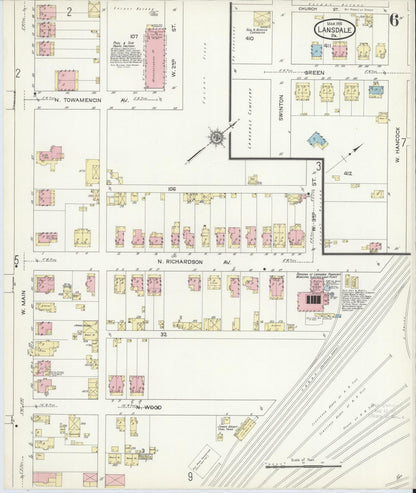 Sanborn Fire Insurance Map from Lansdale, Montgomery County, Pennsylvania (1914), Sheet #0006 - Complete Map Set gallery image, historic Sanborn map, vintage wall art, Pennsylvania Pennsylvania