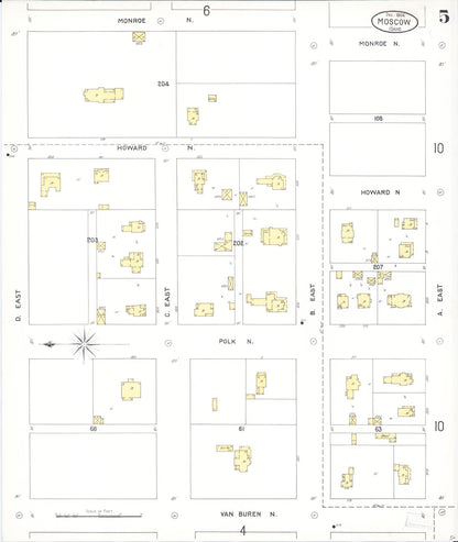 Sanborn Fire Insurance Map from Moscow, Latah County, Idaho (1904), Sheet #0005 - Complete Map Set gallery image, historic Sanborn map, vintage wall art, Idaho Idaho