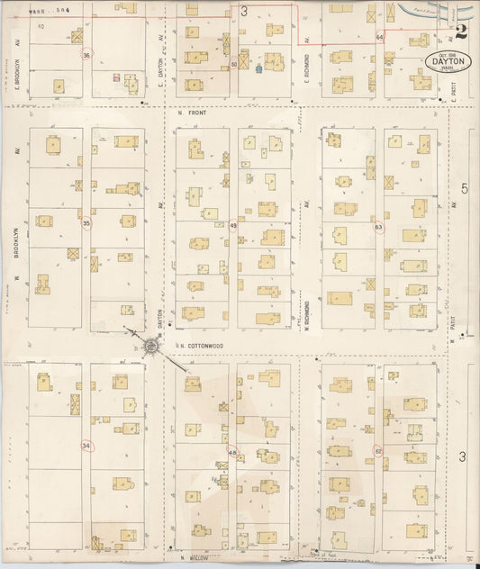Sanborn Fire Insurance Map from Dayton, Columbia County, Washington (1943), Sheet #0002 - Historic Sanborn Fire Insurance Map Print, vintage old map wall art, antique decor, genealogy gift, Washington Washington map