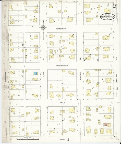 Sanborn Fire Insurance Map from New Hampton, Chickasaw County, Iowa (1913), Sheet #0002 - Historic Sanborn Fire Insurance Map Print