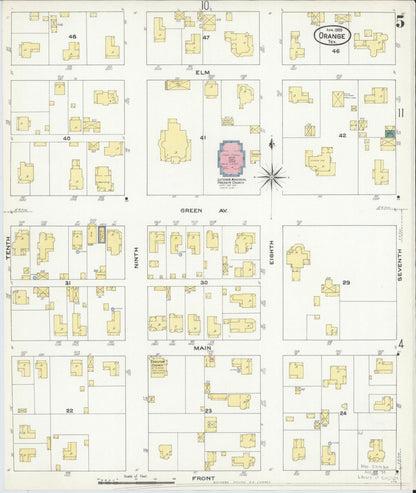 Sanborn Fire Insurance Map from Orange, Orange County, Texas (1909), Sheet #0005 - Historic Sanborn Fire Insurance Map Print, vintage old map wall art, antique decor, genealogy gift, Texas Texas map