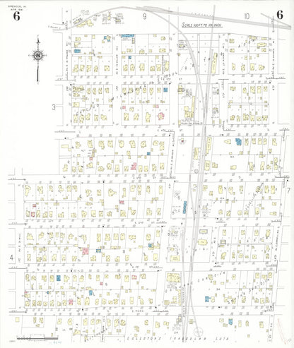 Sanborn Fire Insurance Map from Spencer, Clay County, Iowa (1941), Sheet #0006 - Historic Sanborn Fire Insurance Map Print, vintage old map wall art