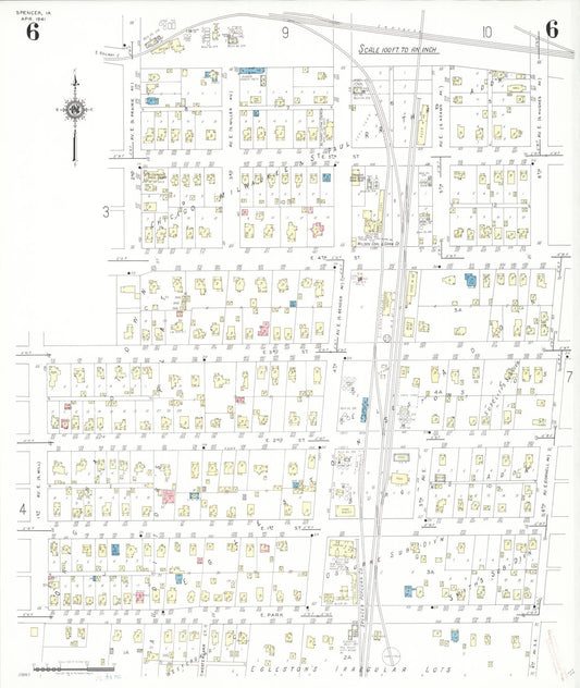 Sanborn Fire Insurance Map from Spencer, Clay County, Iowa (1941), Sheet #0006 - Historic Sanborn Fire Insurance Map Print, vintage old map wall art