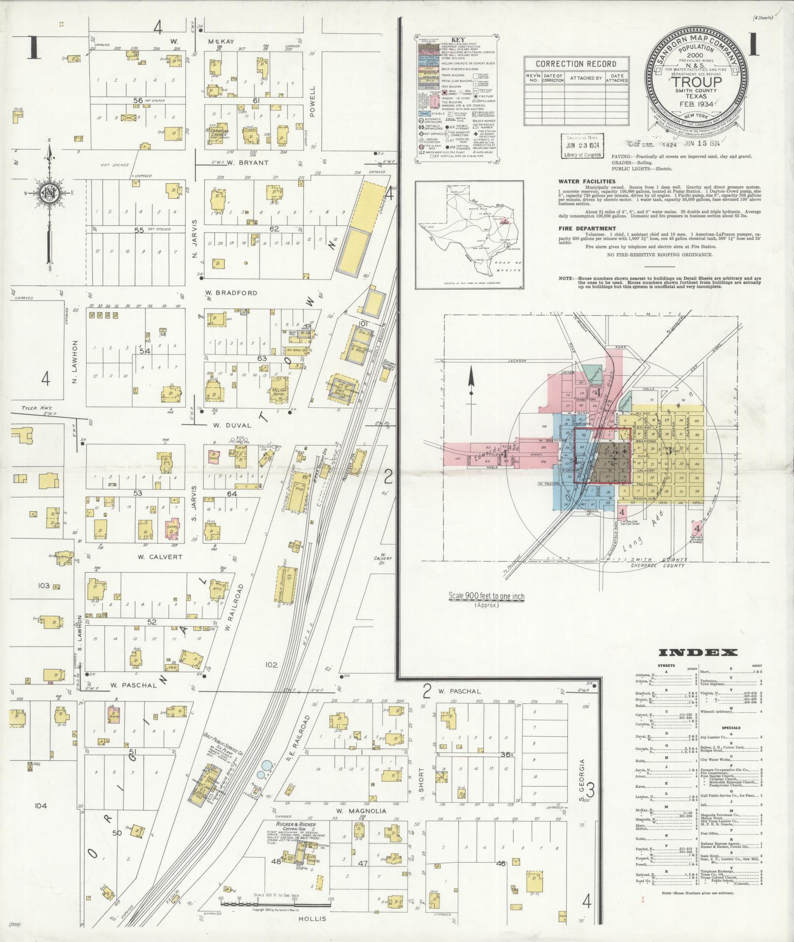 Sanborn Fire Insurance Map from Troup, Smith County, Texas. (1934) – Historic Sanborn Fire Insurance Map Print
