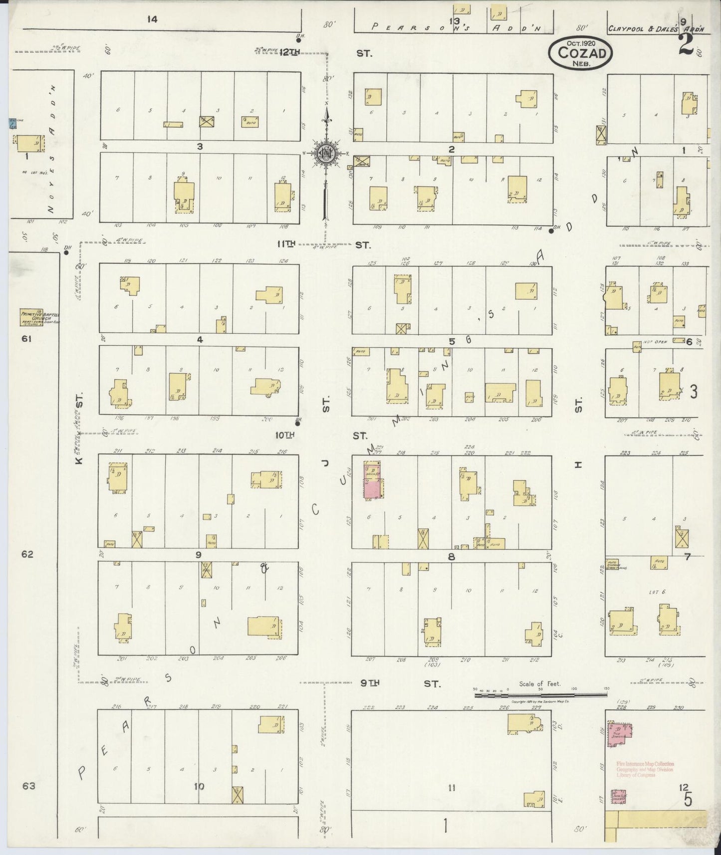 Sanborn Fire Insurance Map from Cozad, Dawson County, Nebraska (1920), Sheet #0002 - Complete Map Set gallery image, historic Sanborn map, vintage wall art, Nebraska Nebraska