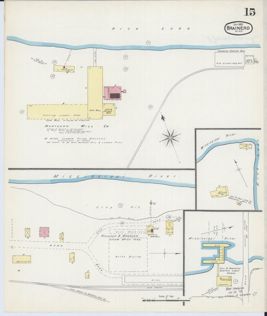 Sanborn Fire Insurance Map from Brainerd, Crow Wing County, Minnesota (1892), Sheet #0015 - Historic Sanborn Fire Insurance Map Print, vintage old map wall art, antique decor, genealogy gift, Minnesota Minnesota map