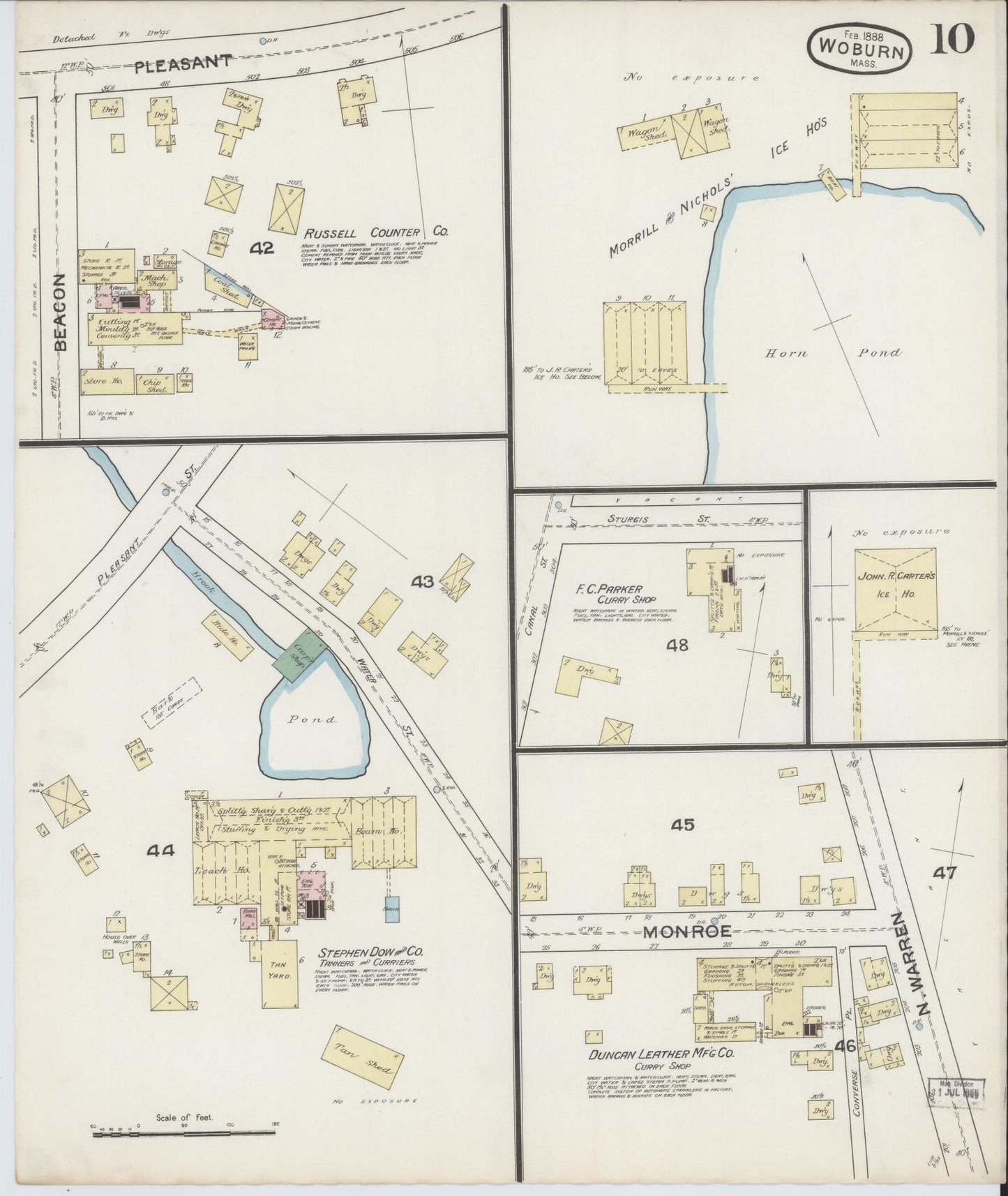 Sanborn Fire Insurance Map from Woburn, Middlesex County, Massachusetts (1888), Sheet #0010 - Complete Map Set gallery image, historic Sanborn map, vintage wall art, Massachusetts Massachusetts