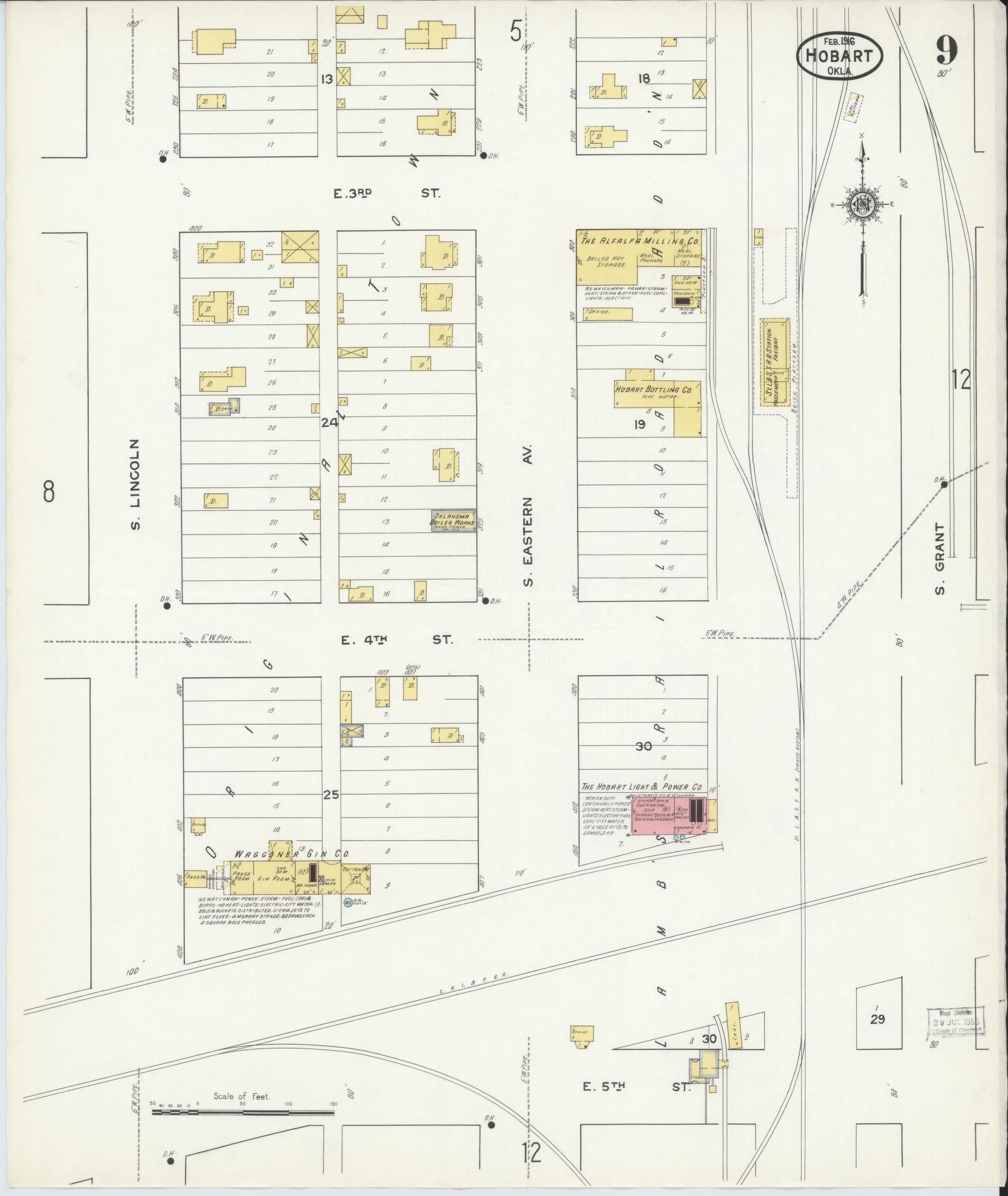 Sanborn Fire Insurance Map from Hobart, Kiowa County, Oklahoma (1916), Sheet #0009 - Historic Sanborn Fire Insurance Map Print, vintage old map wall art, antique decor, genealogy gift, Oklahoma Oklahoma map
