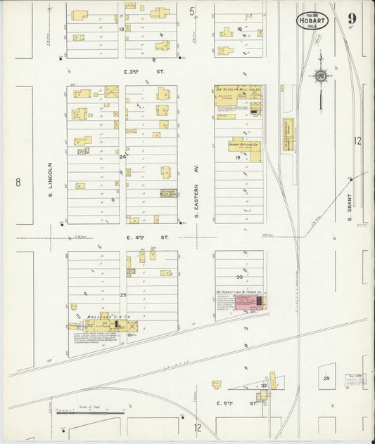Sanborn Fire Insurance Map from Hobart, Kiowa County, Oklahoma (1916), Sheet #0009 - Historic Sanborn Fire Insurance Map Print, vintage old map wall art, antique decor, genealogy gift, Oklahoma Oklahoma map