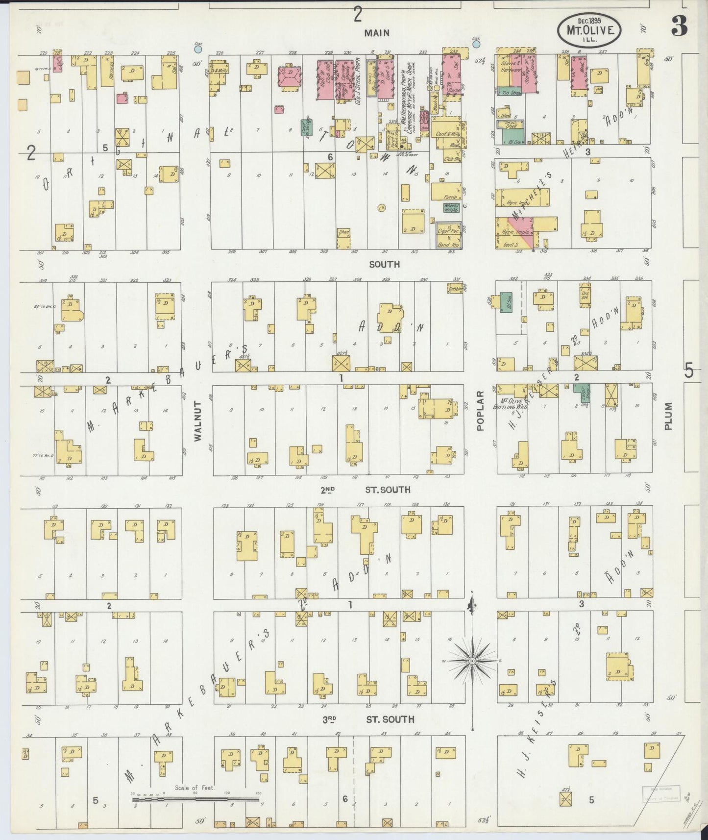 Sanborn Fire Insurance Map from Mount Olive, Macoupin County, Illinois (1899), Sheet #0003 - Complete Map Set gallery image, historic Sanborn map, vintage wall art, Illinois Illinois