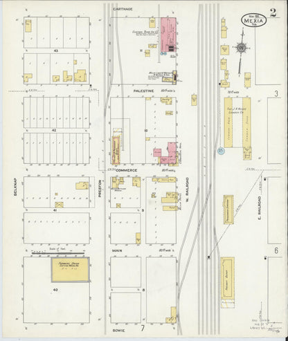 Sanborn Fire Insurance Map from Mexia, Limestone County, Texas (1911), Sheet #0002 - Historic Sanborn Fire Insurance Map Print, vintage old map wall art, antique decor, genealogy gift, Texas Texas map