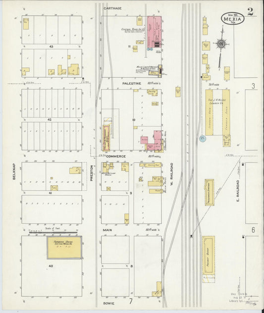 Sanborn Fire Insurance Map from Mexia, Limestone County, Texas (1911), Sheet #0002 - Historic Sanborn Fire Insurance Map Print, vintage old map wall art, antique decor, genealogy gift, Texas Texas map