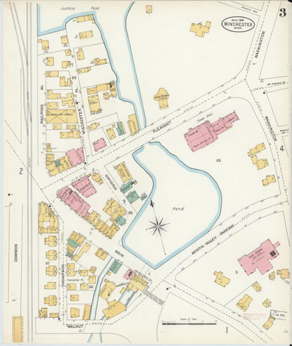 Sanborn Fire Insurance Map from Winchester, Middlesex County, Massachusetts (1904), Sheet #0003 - Historic Sanborn Fire Insurance Map Print, vintage old map wall art, antique decor, genealogy gift, Massachusetts Massachusetts map