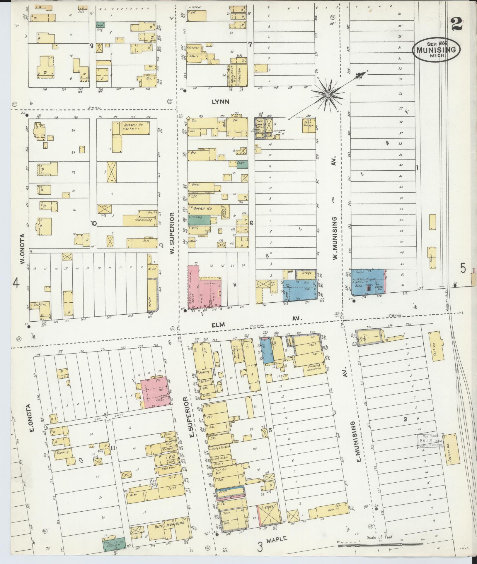 Sanborn Fire Insurance Map from Munising, Alger County, Michigan (1906), Sheet #0002 - Complete Map Set gallery image, historic Sanborn map, vintage wall art, Michigan Michigan