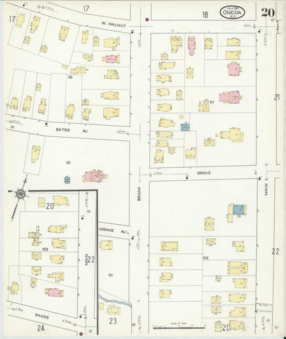 Sanborn Fire Insurance Map from Oneida, Madison County, New York (1914), Sheet #0020 - Complete Map Set gallery image, historic Sanborn map, vintage wall art, New York New York