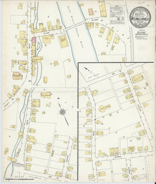 Sanborn Fire Insurance Map from Kitzmiller, Garrett County, Maryland (1912), Sheet #0001 - Historic Sanborn Fire Insurance Map Print, vintage old map wall art, antique decor, genealogy gift, Maryland Maryland map
