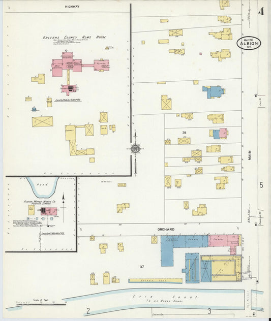 Sanborn Fire Insurance Map from Albion, Orleans County, New York (1911), Sheet #0004 - Historic Sanborn Fire Insurance Map Print, vintage old map wall art, antique decor, genealogy gift, New York New York map