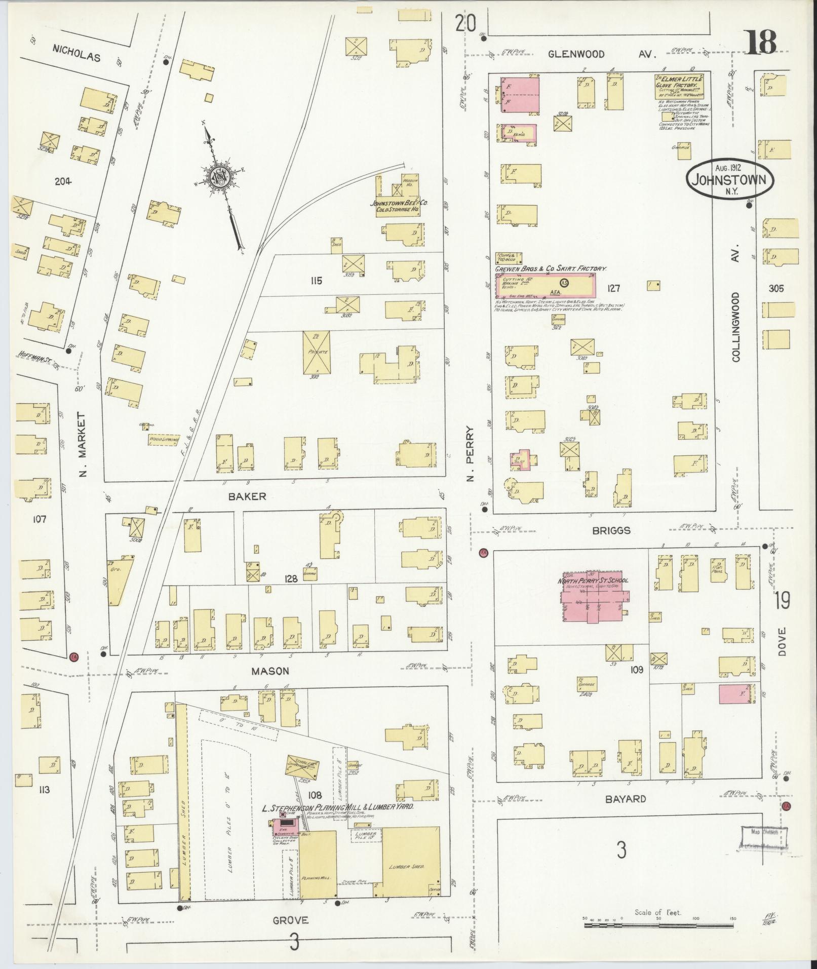 Sanborn Fire Insurance Map from Johnstown, Fulton County, New York (1912), Sheet #0018 - Complete Map Set gallery image, historic Sanborn map, vintage wall art, New York New York